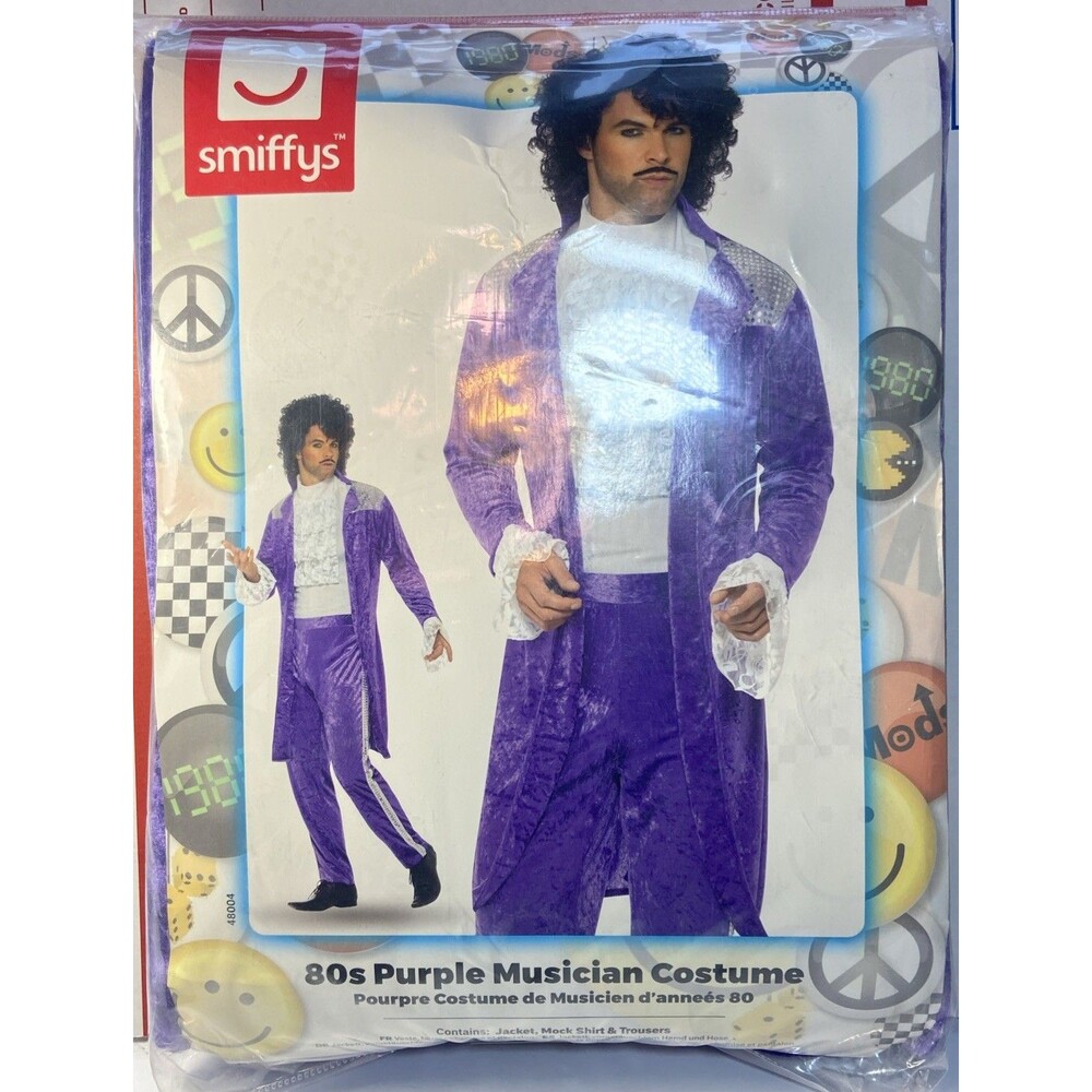 Smiffys 80s Purple Musician Costume XL  Prince Style Outfit Purple Rain Inspired
